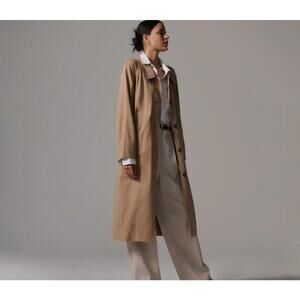 Everlane The Gathered Drape Trench Coat Sz L Ash Brown Classic Capsule Wardrobe